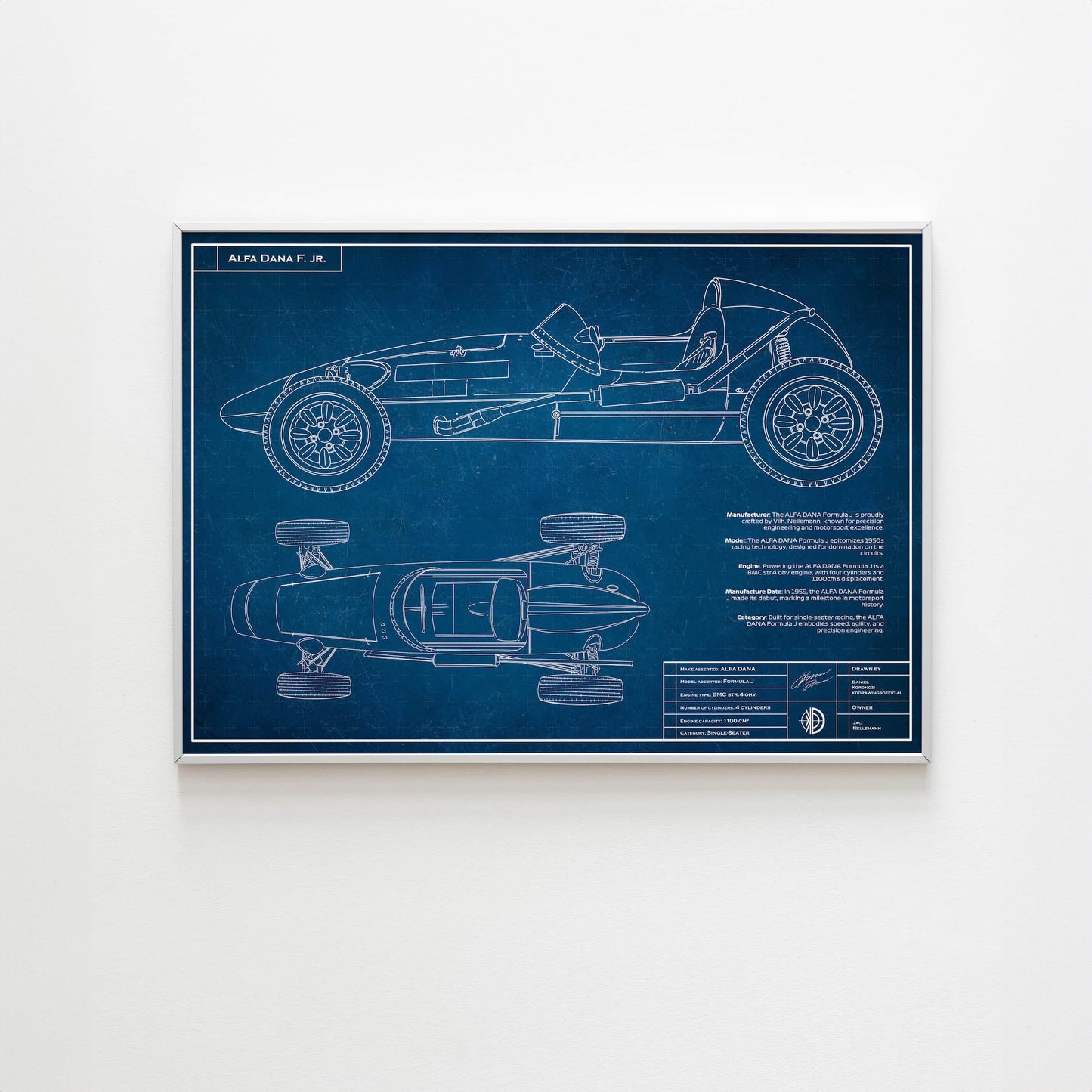 LIMITED EDITION Alfa Dana Fr. J Blueprint-plakat - kun 25 stk.